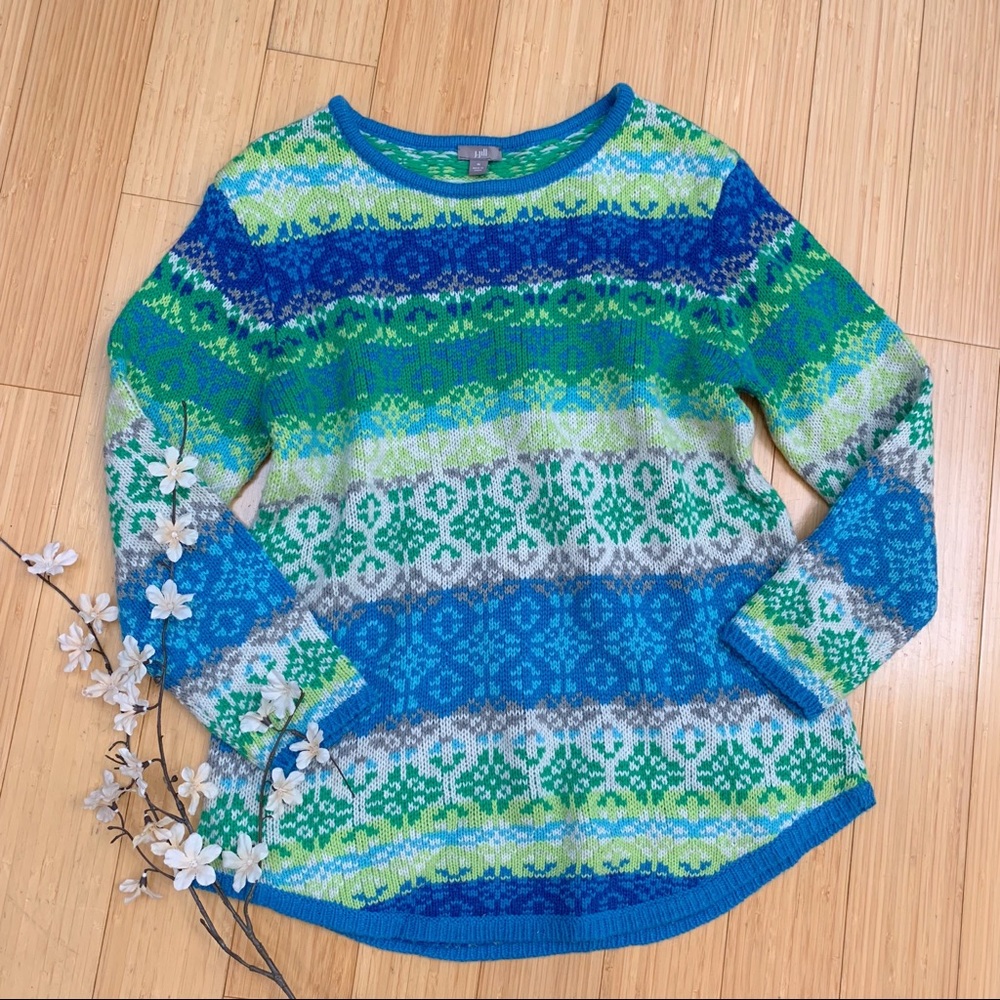 J. JILL fair isle crew neck oversized sweater, M.